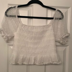White Smocked Crop Top